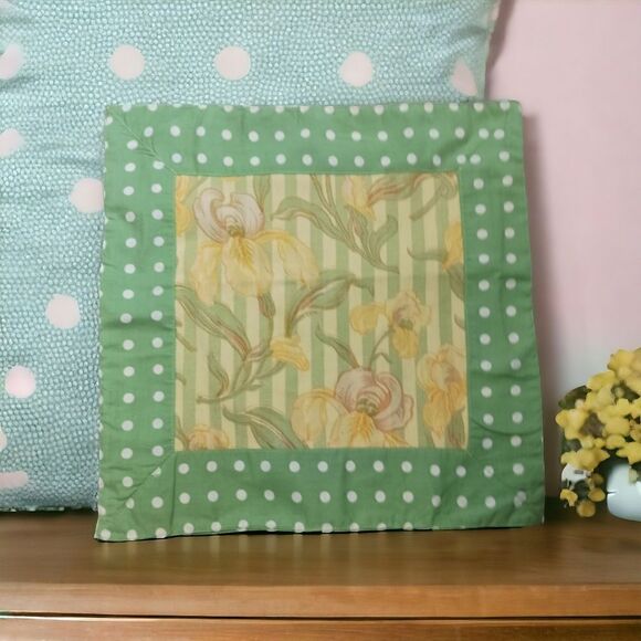 April Cornell Throw Pillow Cover Square Shabby Chic Cottagecore Garden Party Vtg - Picture 14 of 16